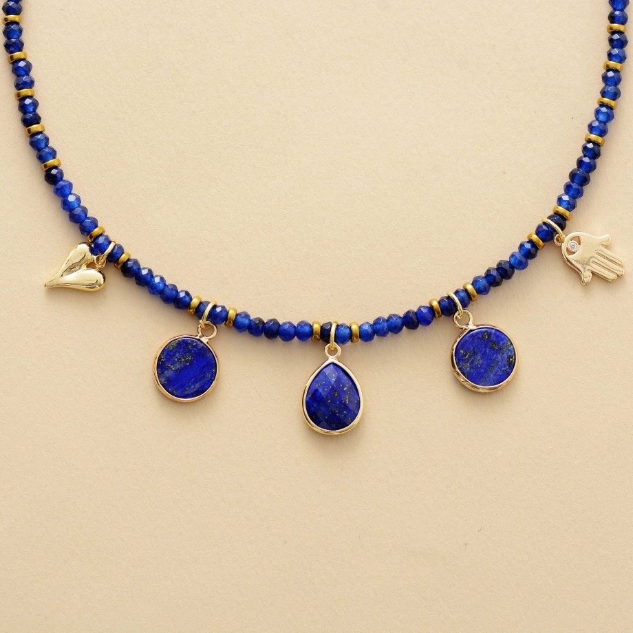 Colliers Me Et Esprit Collier Hamsa De Prosp Rit En Lapis Lazuli