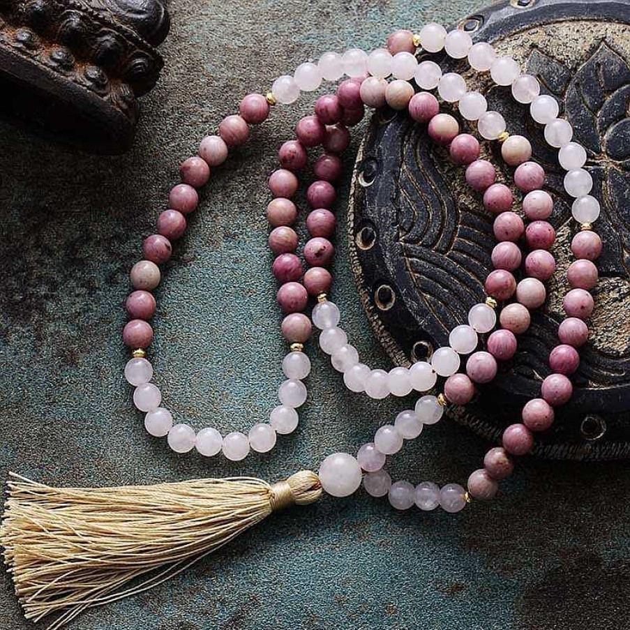 Bracelets Âme et Esprit | Ensemble Mala Amour Bienheureux En Quartz Rose Et Rhodonite