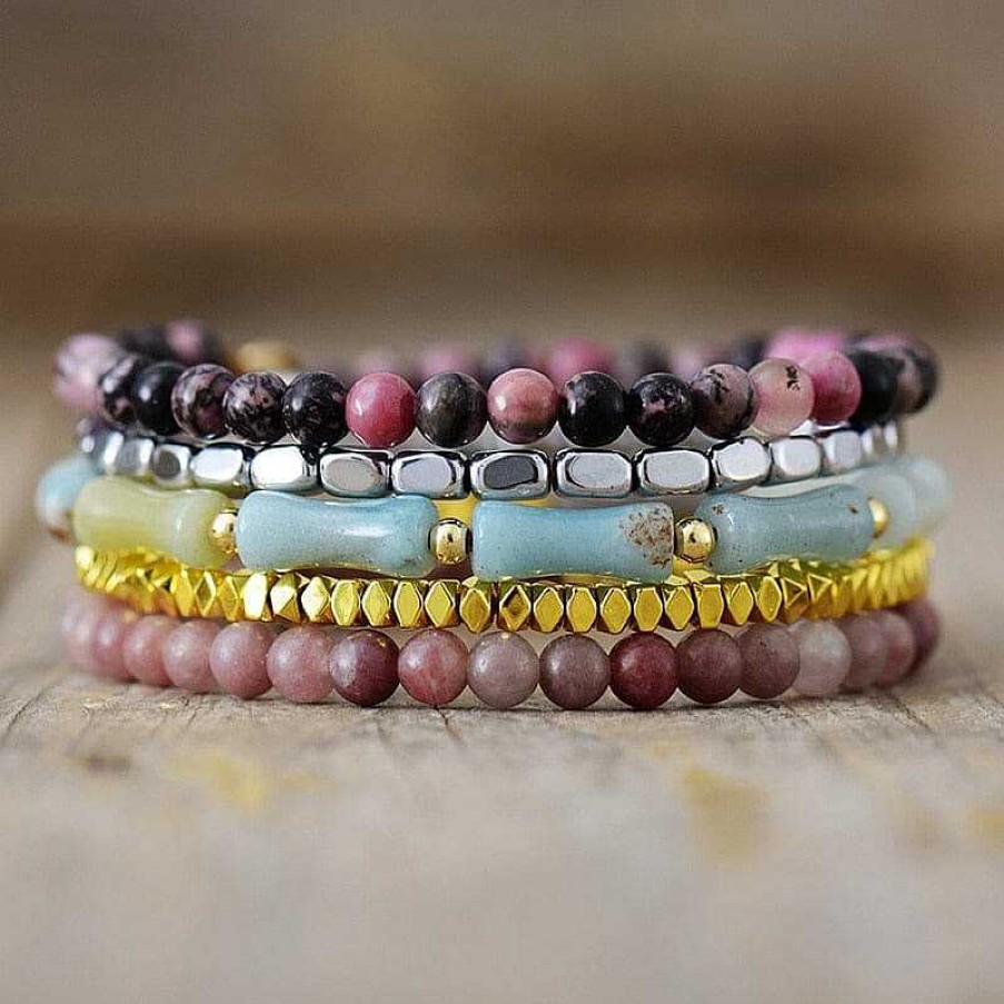 Bracelets Âme et Esprit | L'Accessoire 'Powerful Transformation' Jaspe, Amazonite Et Rhodonite