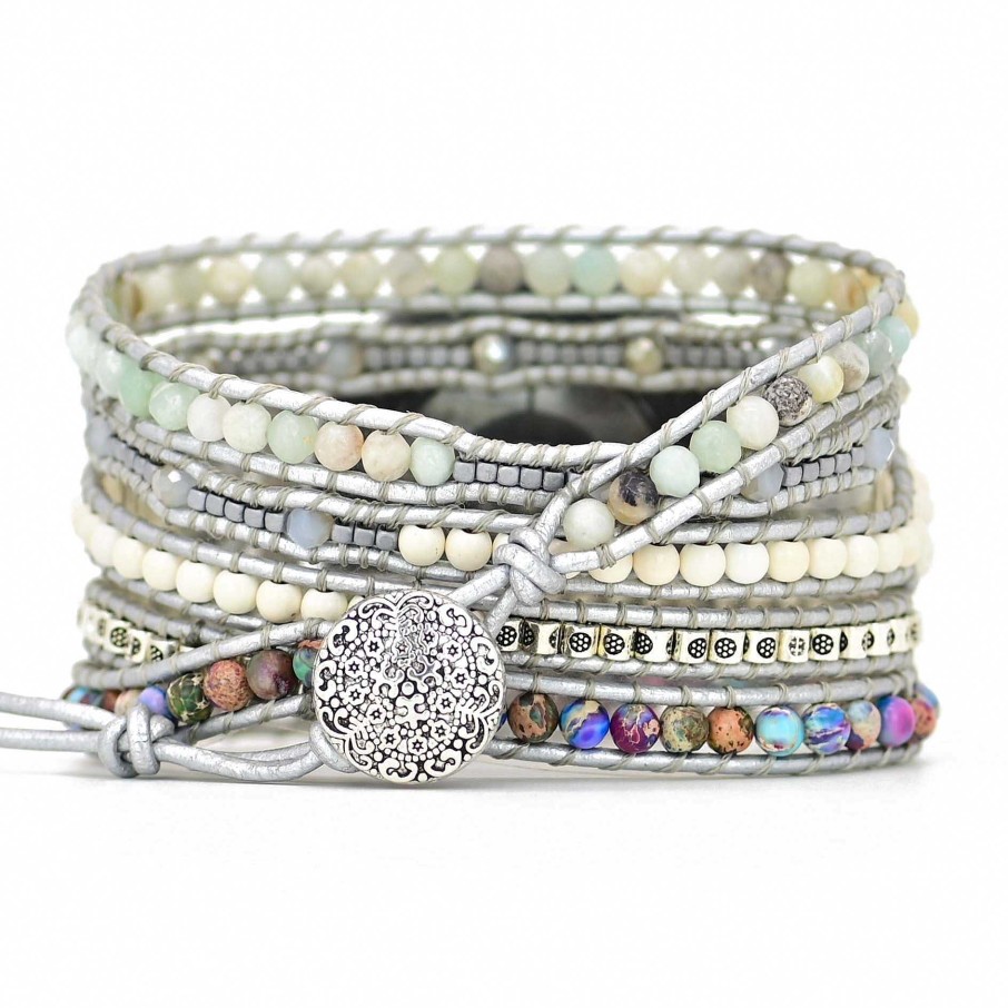 Bracelets Pour Montres Samsung Galaxy Âme et Esprit | Bracelet Reine D'Argent Pour Montre Connect E En Jaspe Et Amazonite