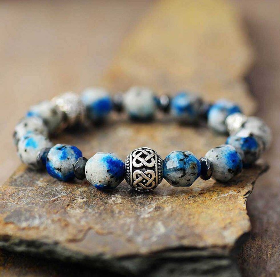 Bijoux Homme Âme et Esprit | Bracelet De Jaspe Bleu Apaisant Pour L'Esprit