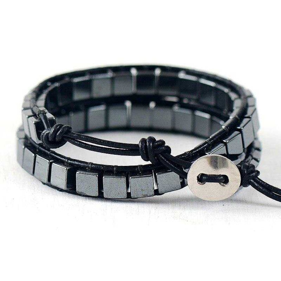 Bijoux Homme Âme et Esprit | Harmonieux Bracelet Enveloppant En Cuir D'H Matite