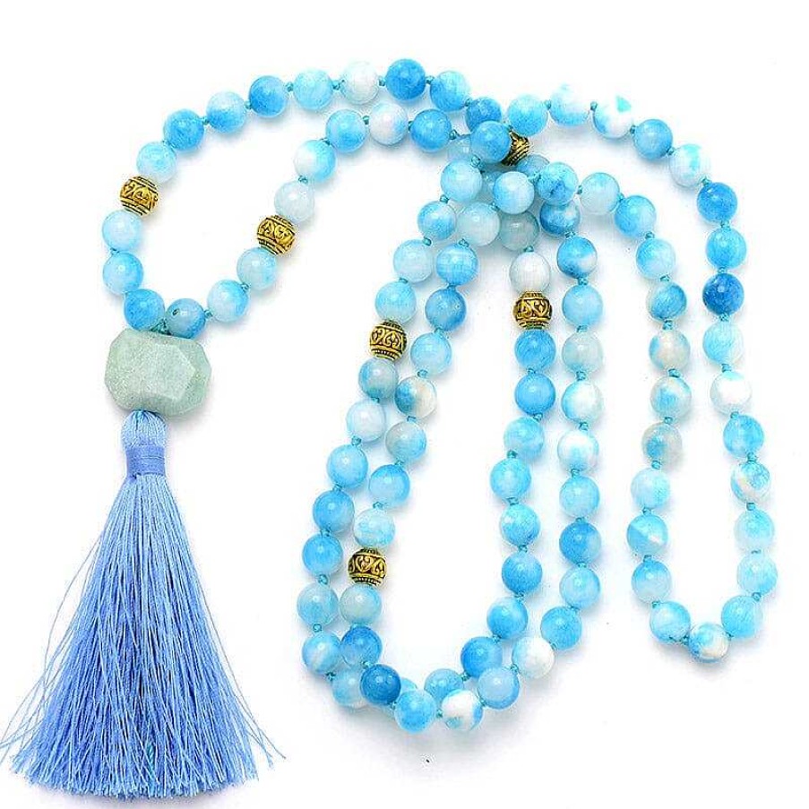 Bracelets Âme et Esprit | Ensemble De Bracelet Et Collier Mala Merveilleux Jade Bleu