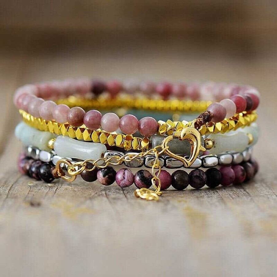 Bracelets Âme et Esprit | L'Accessoire 'Powerful Transformation' Jaspe, Amazonite Et Rhodonite